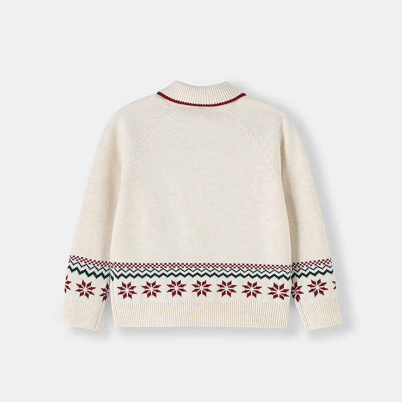 Annil Kids Girls Long Sleeve Knit Sweater 2025 Winter New Sweet Doll Collar Sweater Milk Candy White 140