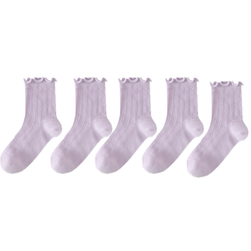 Mianwuqi Children's Socks with Ribbons, Girls' Baby Kids' Odor-Resistant Breathable Sweat-Absorbing Socks