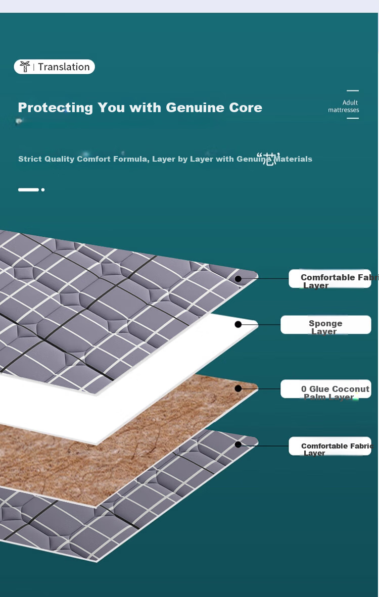 Jingcai Mattress JC316 Model, Coconut Palm Fiber Mattress, Foldable, for 1.8m Double Bed, Thin Mattress, 1.8*2 Meters, Firm Coir Mat 10