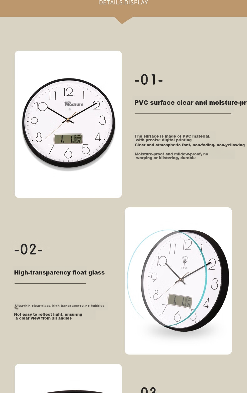 POLARIS Wall Clock, Automatic Time Synchronization, Living Room Home Smart Wall Clock, Light Luxury Timepiece, 30cm Elegant Black 3