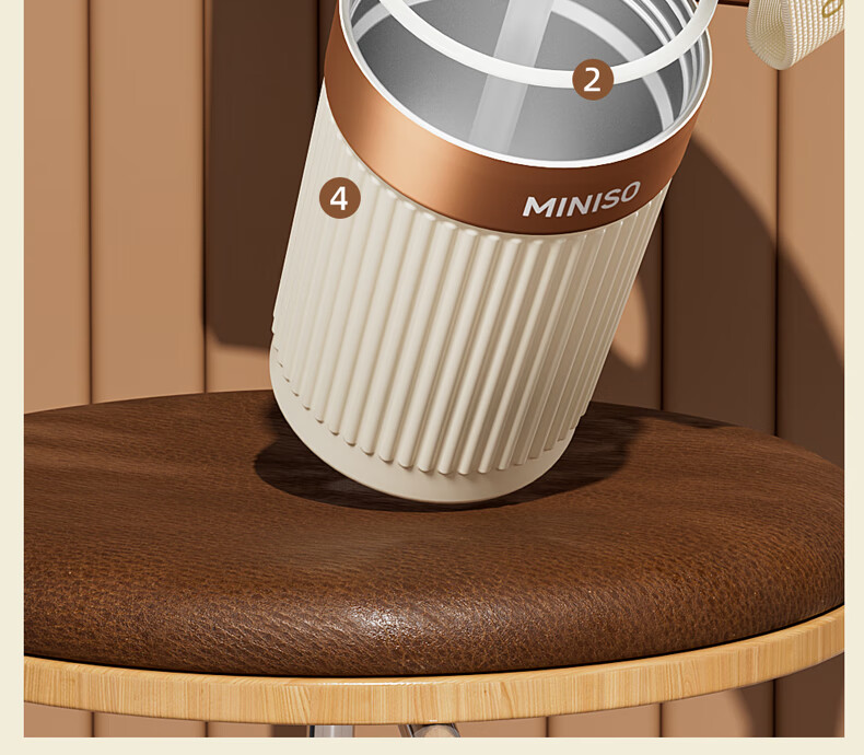 MINISO Coffee Mug Insulated Tumbler High-Value Portable Car Travel Double-Straw Water Bottle Yun Silicon White 380ml 5