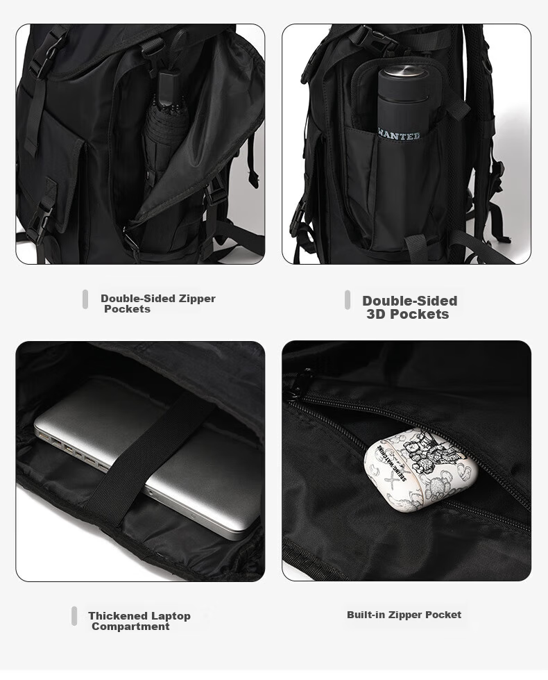 Huili Backpack for Men, Large Capacity Travel Bag, Outdoor Street Hiking Backpack, Trendy Laptop And Bookbag for College Students 13