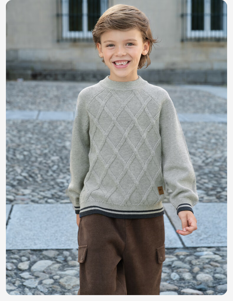 DAVE & BELLA Boys' Cotton Sweater Children's Knitwear Boys' Academy Style Top Autumn Winter Kids' Clothing 1