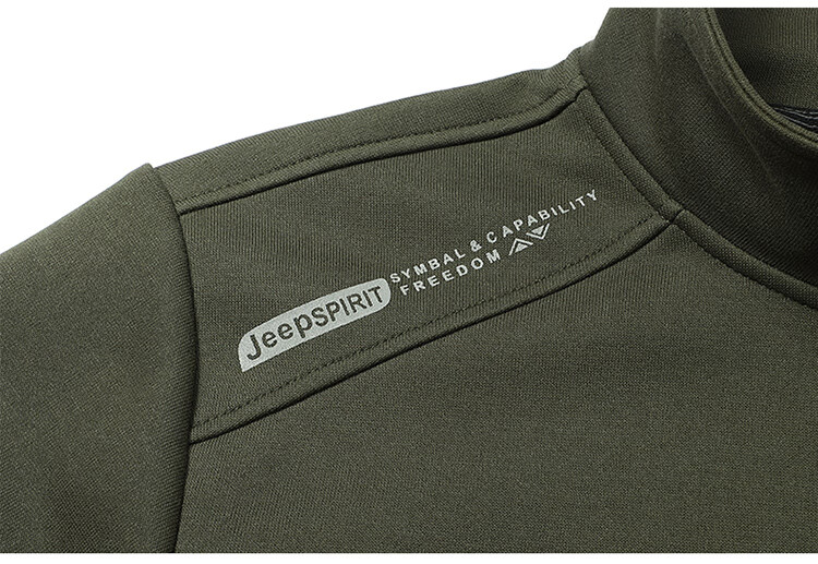 JEEP SPIRIT Men's Autumn Winter Stand Collar Pullover Zipper Base Layer Sweatshirt 2588 Khaki [Fleece Lined] L 19