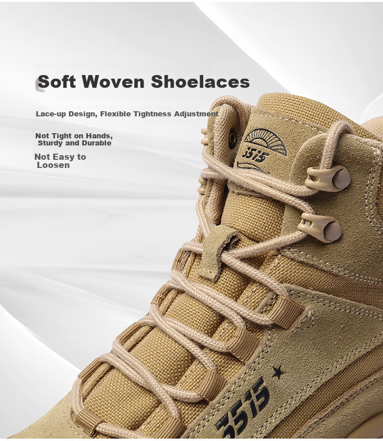 Qiangren Men's Boots, Jihua 3515 Outdoor Boots, Suede Leather Hiking Sports Training Boots, Desert Short Boots, Sand Color, Size 38 7