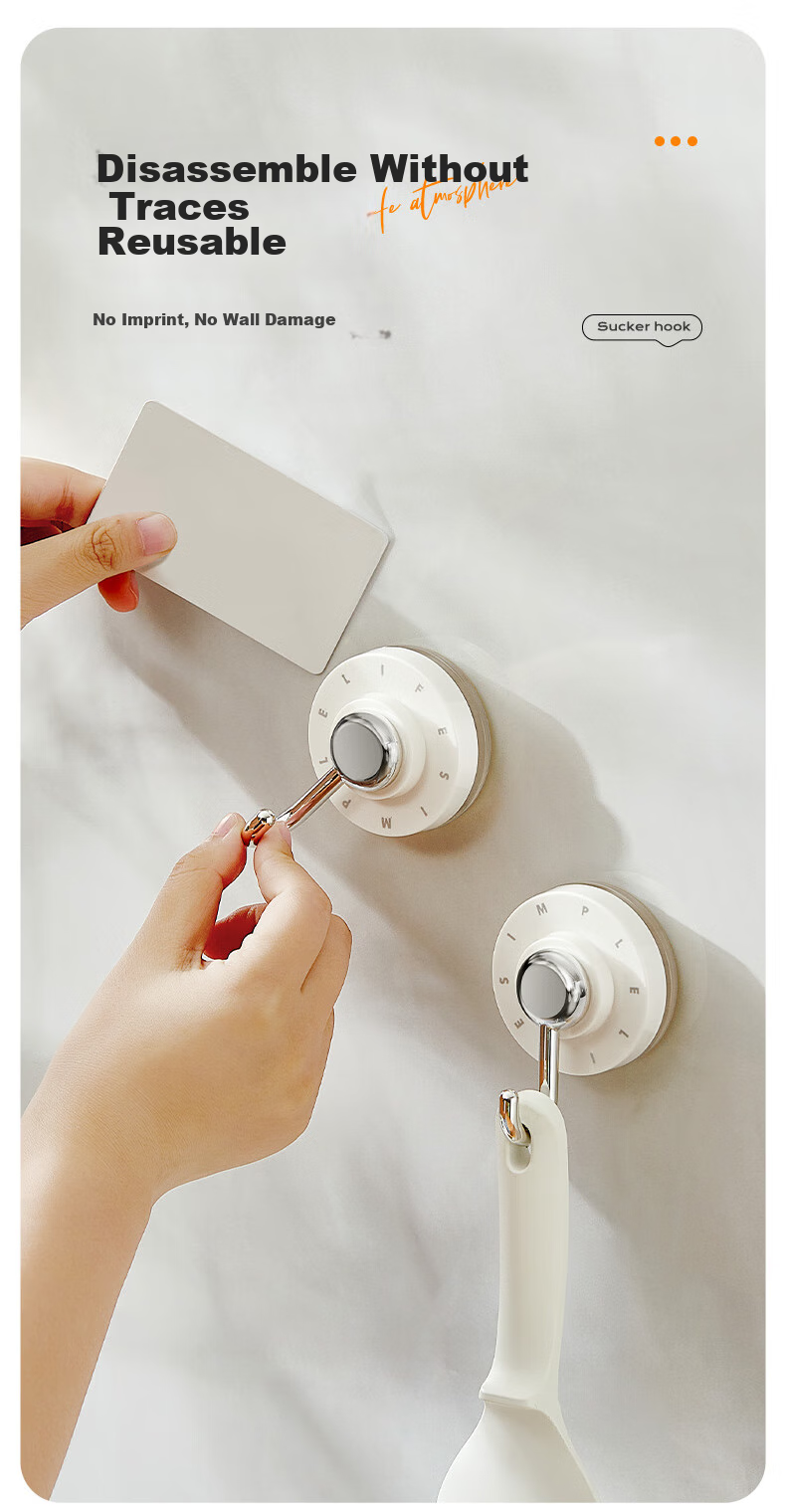 Baicaoyuan Suction Cup Hooks, No Drilling Required, Strong Load-Bearing, Vacuum-Adhering, Traceless, for Bathroom Towels And Kitchen, 3 Pieces 6