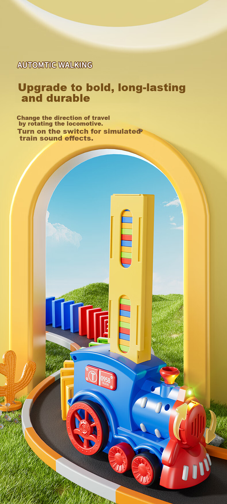 Beibeijia Children's Building Blocks Dominoes Electric Mini Train Toy for Boys And Girls Aged 3-6 Educational Puzzle Birthday Gift 7