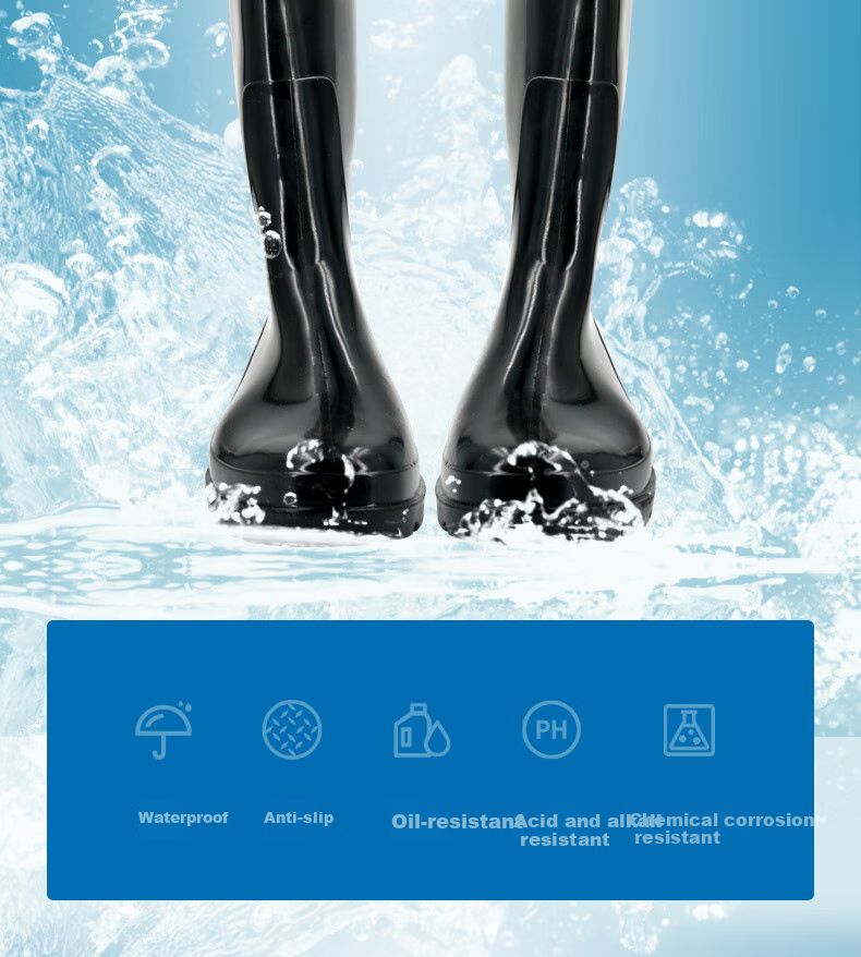 Raxwell Black PVC Mid-Calf Chemical Protective Boots, Waterproof, Oil-Resistant, Acid And Alkali Resistant, Corrosion-Resistant, Size 40, RW3204 1