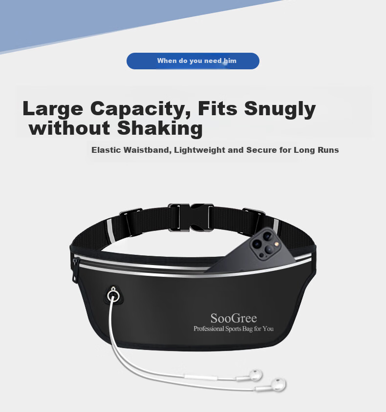 SooGree Sports Waist Pack, Running Phone Carrier, Unisex for Men And Women, Cycling Marathon Waterproof Lightweight Phone Storage Bag 2