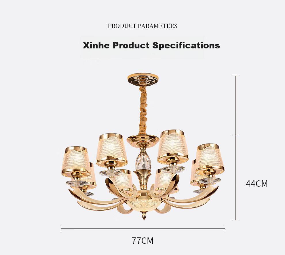 NVC , European And American Light Luxury Crystal Glass Voice-Controlled Smart Chandelier, Living Room Pendant Light, Dining Room Light Fixture, WHXD120F/G-01 10