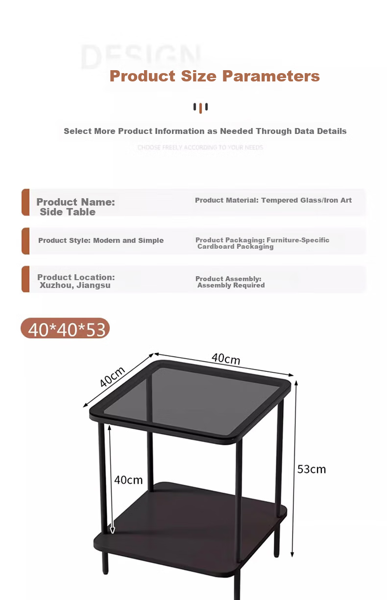 FENJIEXIAN Side Table, Coffee Table, Living Room Luxury Small Tea Table, Tempered Glass Tea Stand, Bedside Table, Double-Layer Storage Tea And Water Table 23
