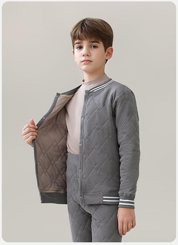 MiiOW Kids Thermal Underwear Boys School Uniform Essential Single Top Innerwear Autumn Winter Cotton Padded Shirt 6