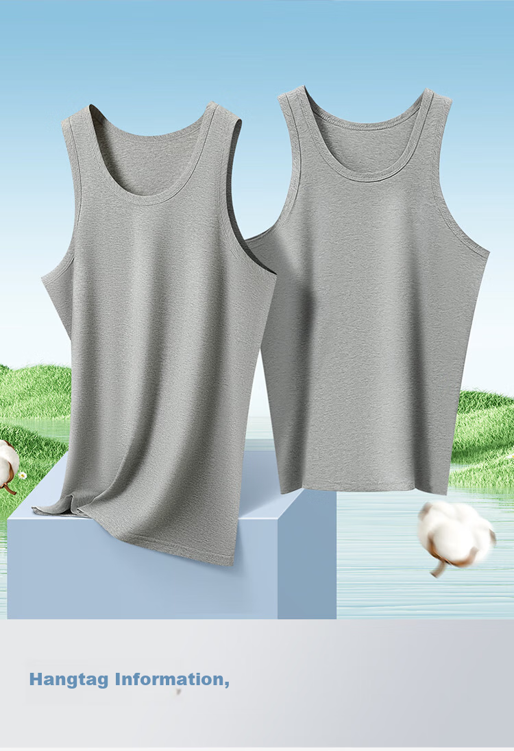 Hodo Men's Cotton-Spandex Solid Color Round Neck Breathable Sports Undershirt Tank Top, 2-Pack 24