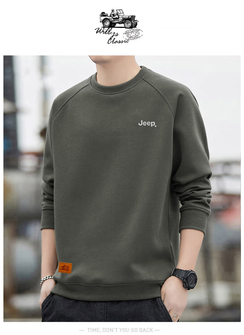 JEEP Men's Winter Fleece-Lined Thickened Long Sleeve T-Shirt Warm Crew Neck Base Shirt Black M 6