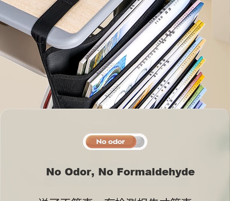 Wusheng Hanging Book Bag for High School And Middle School Students, Desk Organizer, Student Side Hanging Bag for Desks, Classroom Bookshelf, Desktop Storage Rack, Book Holder, Thickened Dustproof Pure Black 12