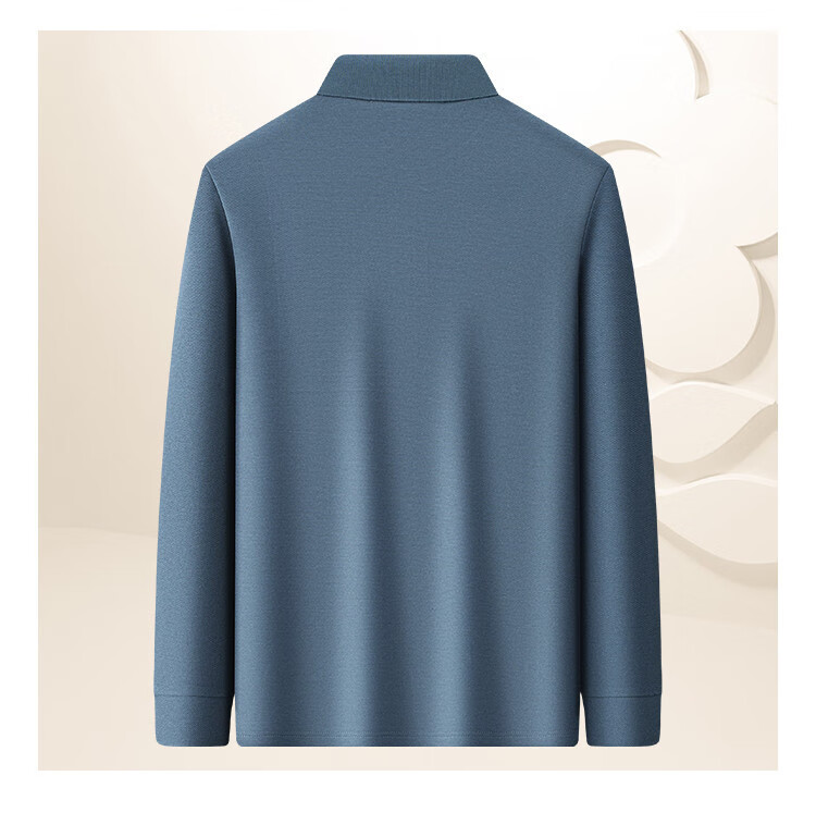 MONTAGUT Men's Long Sleeve Polo Shirt Spring Collar Xinjiang Cotton Skin-friendly Business Casual T-shirt Mist Gray 2XL 11