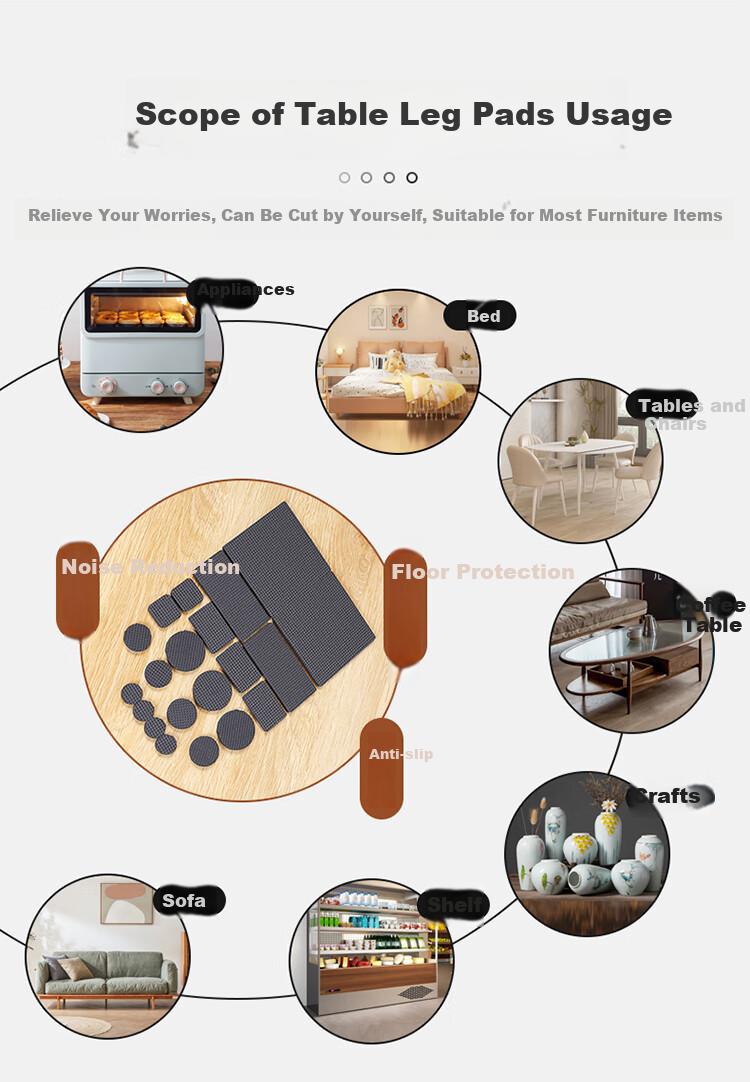 Hujia Table And Chair Foot Pads, 52 Pieces Self-Adhesive Non-Slip Stickers, Quiet Wear-Resistant Furniture Protection Pads, Multiple Sizes Available 7