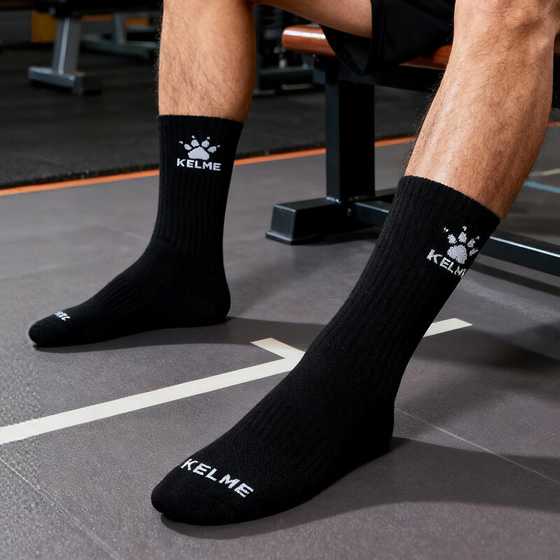 KELME Warm Long Socks (3 Pairs) Basketball Running High Tube Antibacterial Sports Casual Sweat-Absorbing Socks