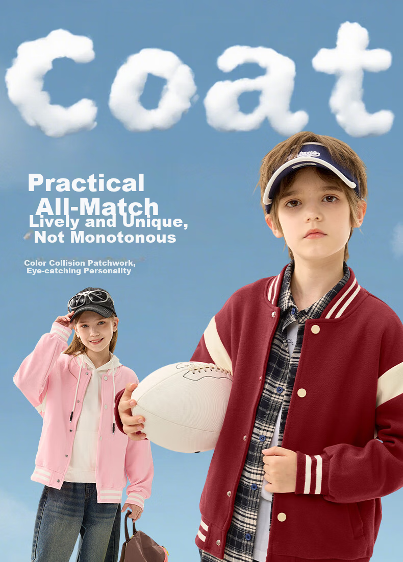 Baleno Boys' Jacket, Spring And Autumn Style, for Older Children, 2026 Trendy Cool Kids' Clothing, Color-Block Baseball Uniform, Children's Spring Casual Jacket 1