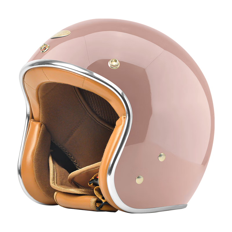 V Electric Motorcycle Helmet 3C Certified Unisex Commuter Safety Helmet Four-Season Lightweight Retro Half Helmet Pink Fits 57-60CM