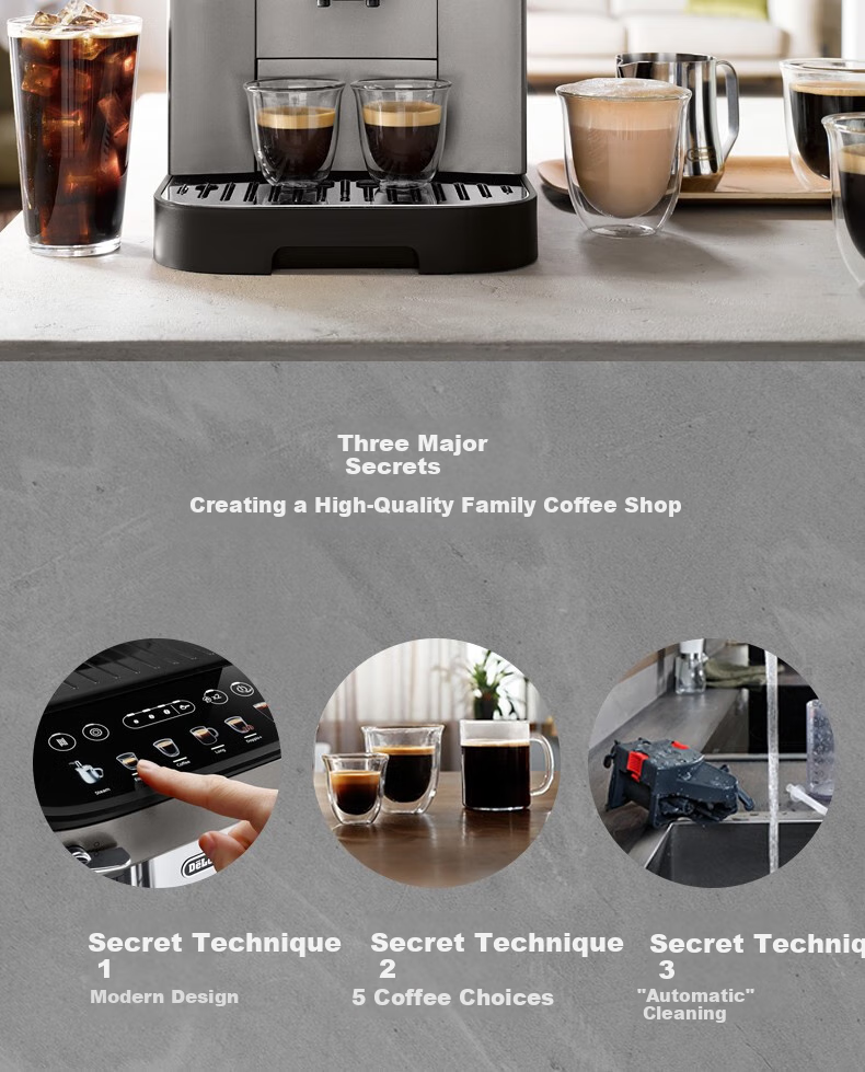 Delonghi Imported Italian Fully Automatic Coffee Machine E MAX Home Use Bean And Ground Coffee Dual-Use Simple Control Manual Milk Frother System 13 Grinding Levels Automatic Cleaning EMAX One's Member 3