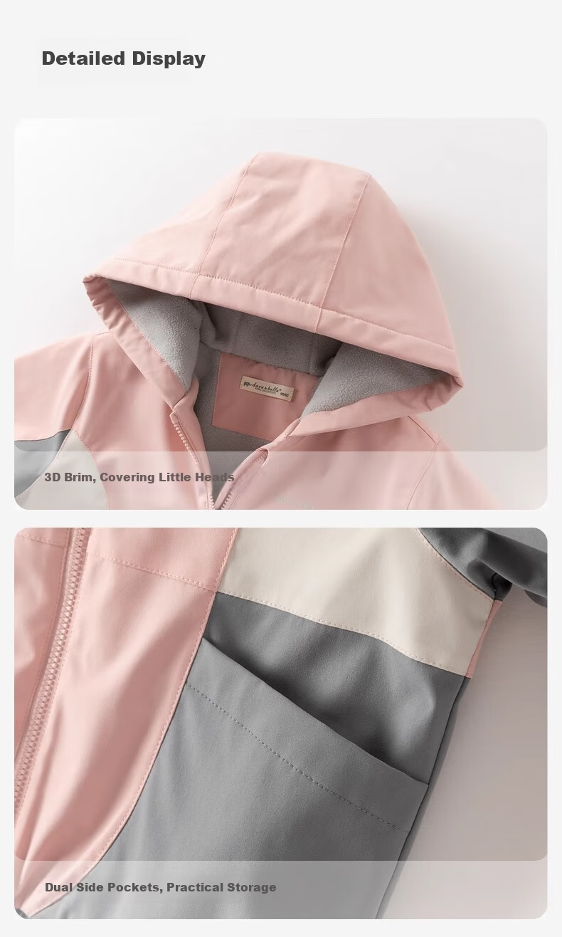 DAVE & BELLA Children's Triple-Protection Jacket Autumn Outerwear for Girls And Boys Outdoor Hooded Long-Sleeve Windbreaker 3