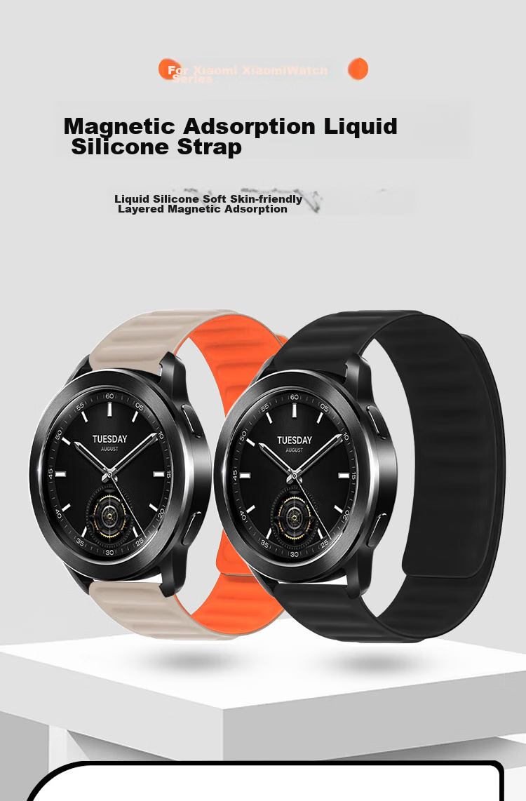 ESCASE Xiaomi Watch Strap Magnetic Silicone, Compatible with WatchS4/S3/S2/S1/S1Pro/Color2, Comfortable Strap for Men And Women, Universal Wristband, Suitable for 46mm Dial, Starlight Color 1