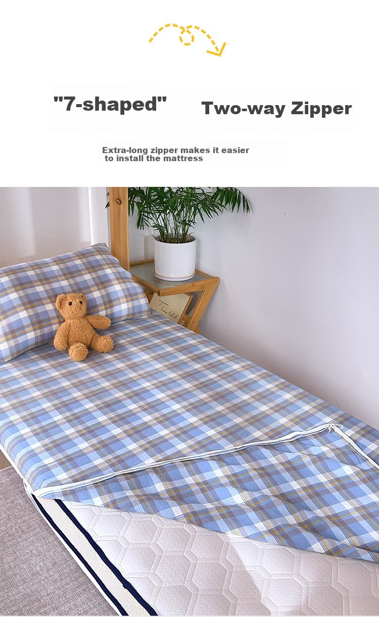I-WILL Dormitory All-Cotton Mattress Cover, Student Bed Sheet Protector, Single Bed Cover, Jianxi Blue Mattress Cover 90*200cm 7