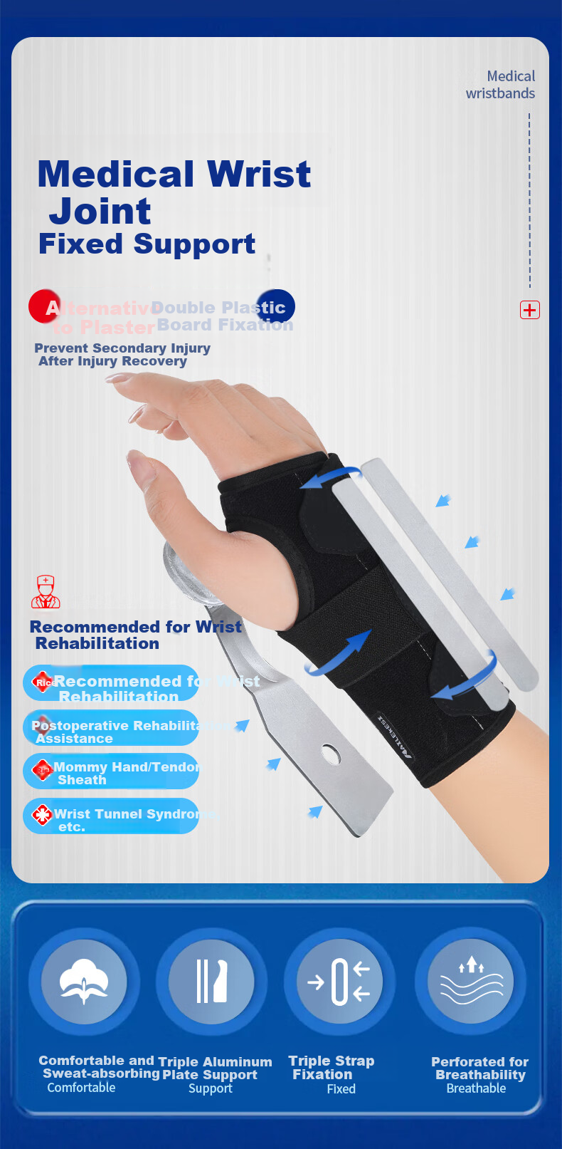 NAILEKESI N Tendonitis Splint Hand Wrist Joint Fracture Fixation Brace TFCC Medical Radial Bone Sprain Rehabilitation Brace Left L 1