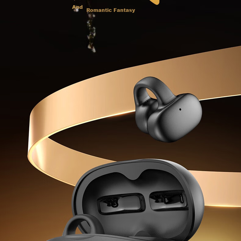 Aigo Bluetooth Headphones, Bone Conduction Concept Air Conduction Ear Clip Open-Style Non-In Sports Calling Headphones, Compatible with Xiaomi And Other Phones, Tablets, Computers, Universal TX02 Black 2