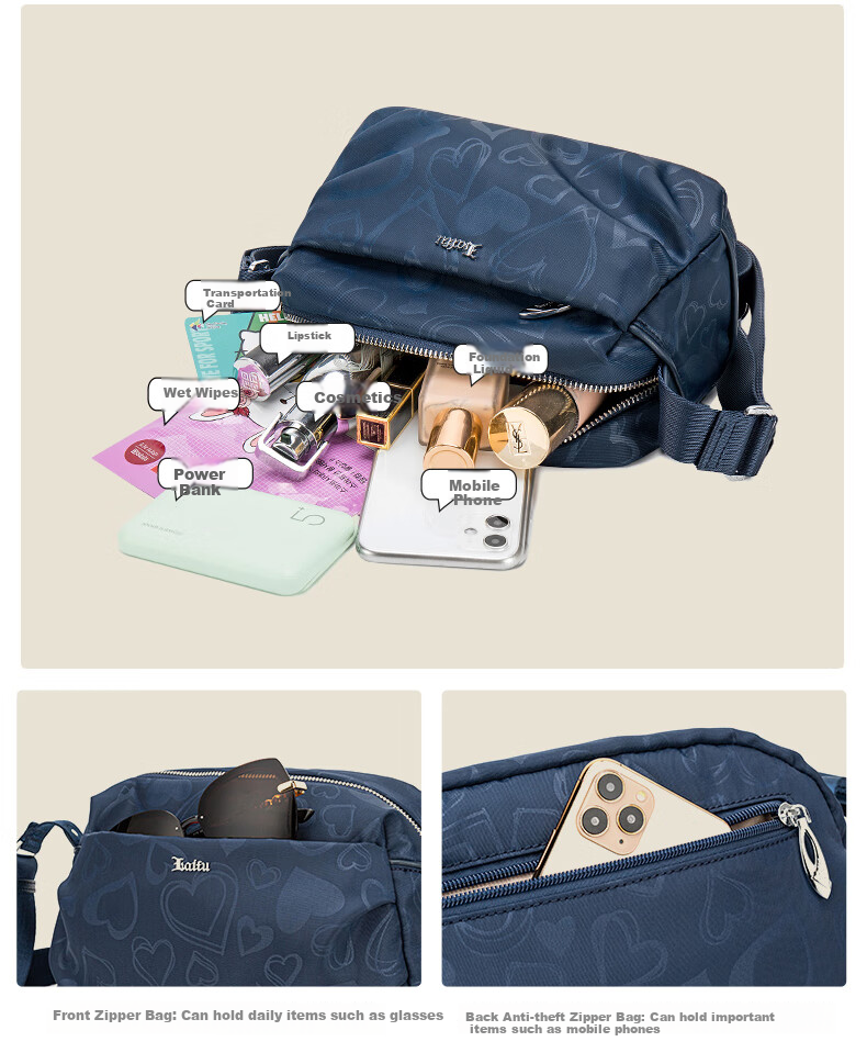 Laifu Shoulder Bag, Large Capacity Pillow Bag, Middle-Aged Women's Canvas Heart-Shaped Crossbody Bag, Birthday Gift 6