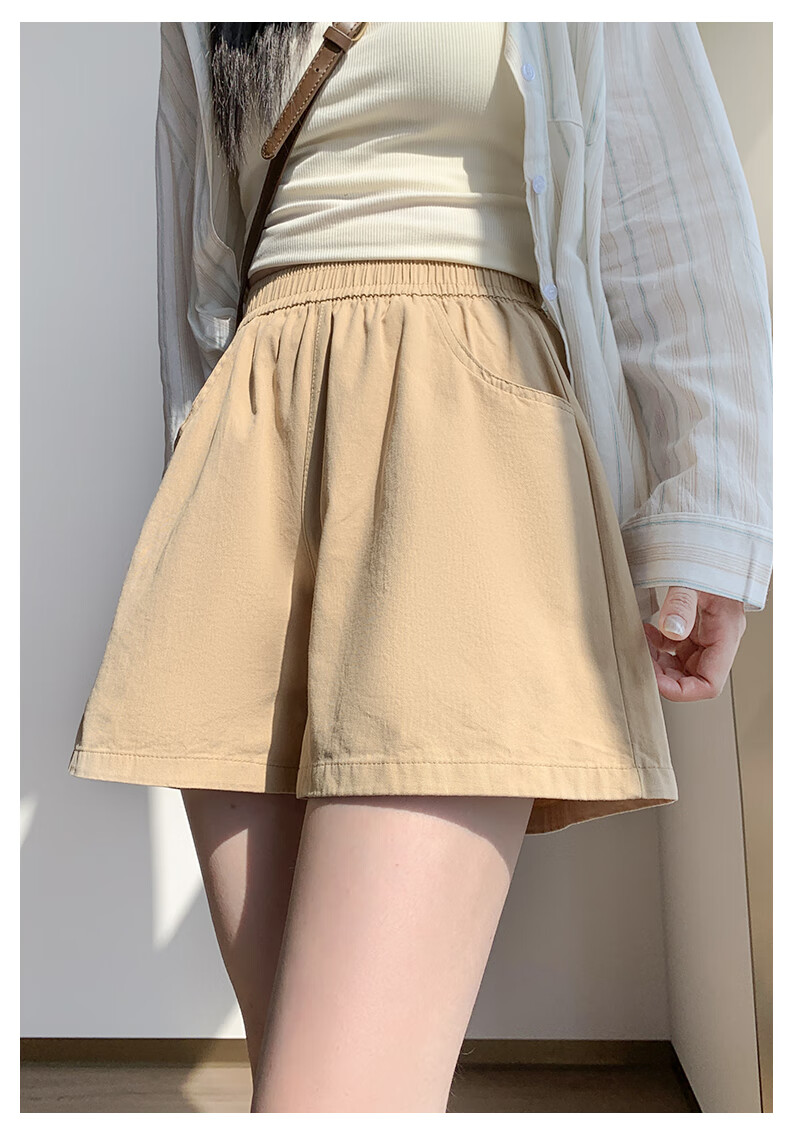 LangSha Women's Summer Thin High Waist Wide Leg Shorts Loose Casual Sports Pants Straight-Leg Work Shorts 8