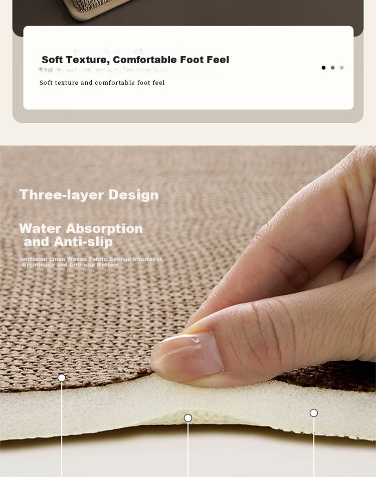 OPPEIN Bathroom Mat, Thickened Sponge Bath Mat, Absorbent Non-Slip Foot Pad, Toilet Carpet, Linen Washroom Doormat 9