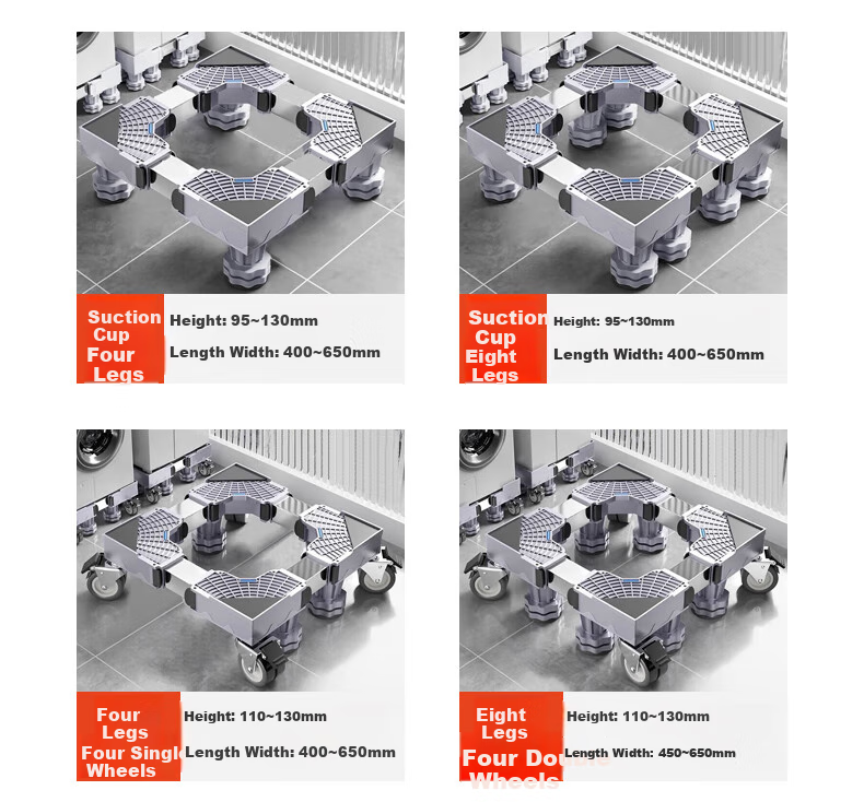 Jingjiayi Washing Machine Base Stand, Fully Automatic, for Top-Loading And Front-Loading Machines, Non-Slip And Shock-Absorbing Foot Pads, Refrigerator Movable Universal Wheels 3