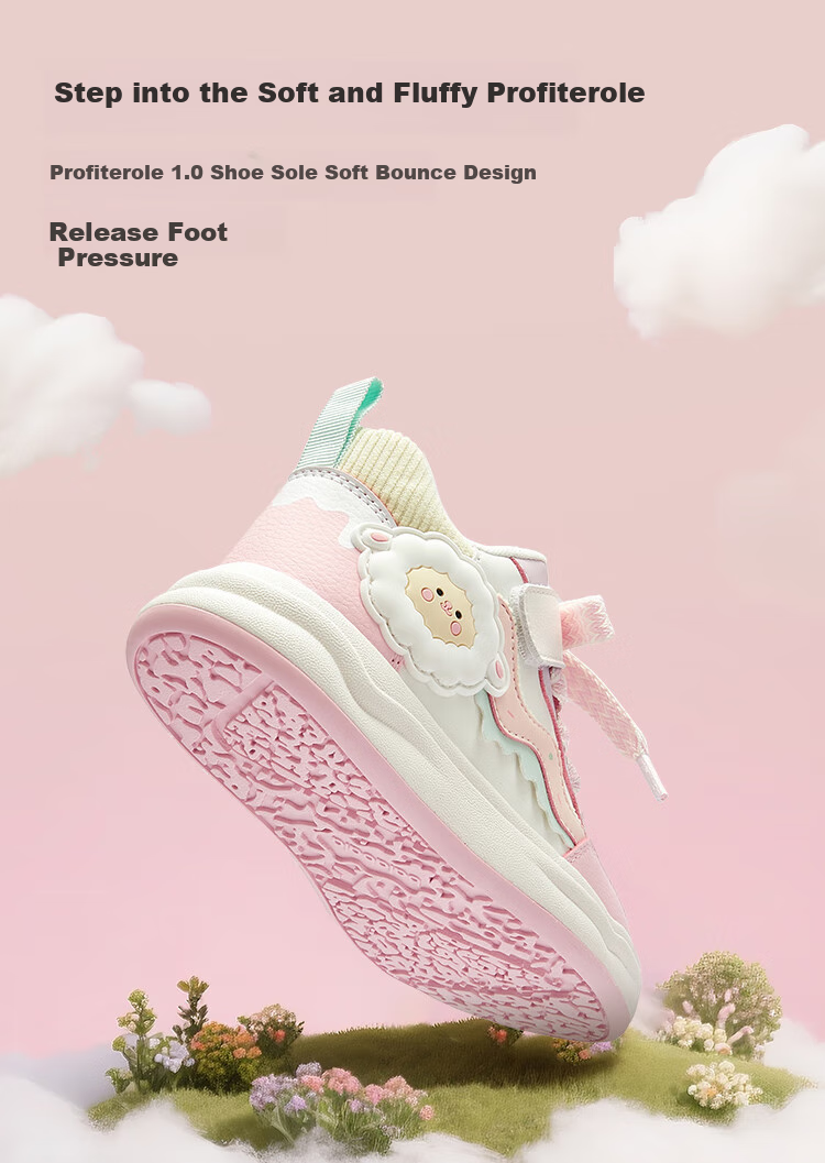 BALABALA Children's Shoes, Girls' Sneakers, Kids' Sports Shoes, White Casual Shoes for Autumn And Winter, Sweet Fleece-Lined 3