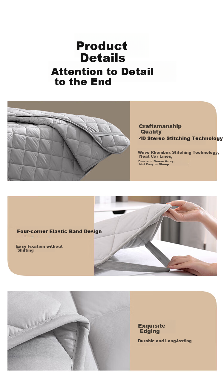 JD Original Mattress Protector, Student Dormitory Special Antibacterial Mattress Pad, National Standard Class A, 5-Layer Thickened, 0.9m Bed, Gray 11