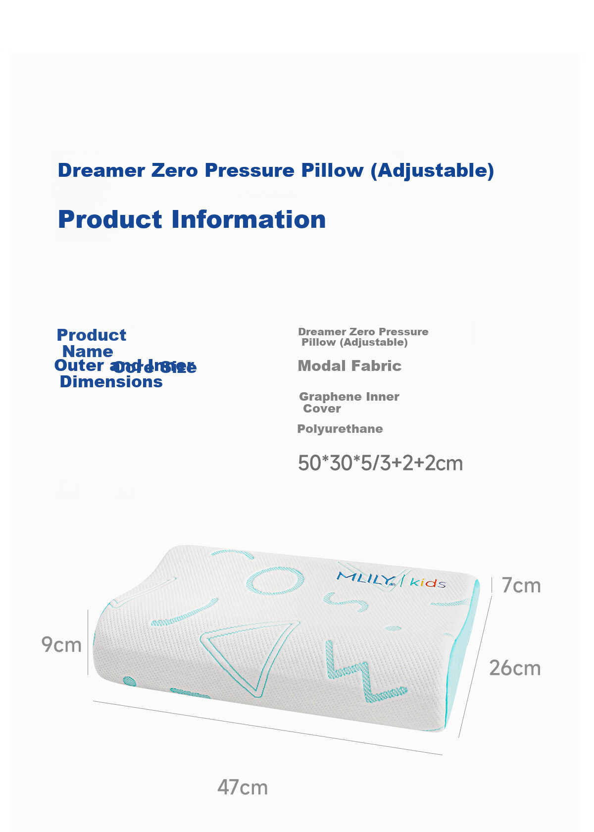 MLILY Zero Pressure Memory Foam Pillow for Elementary School Students, Adjustable Height, Suitable for Children Aged 3-6 Teenagers, Low Pillow Gift Box 12
