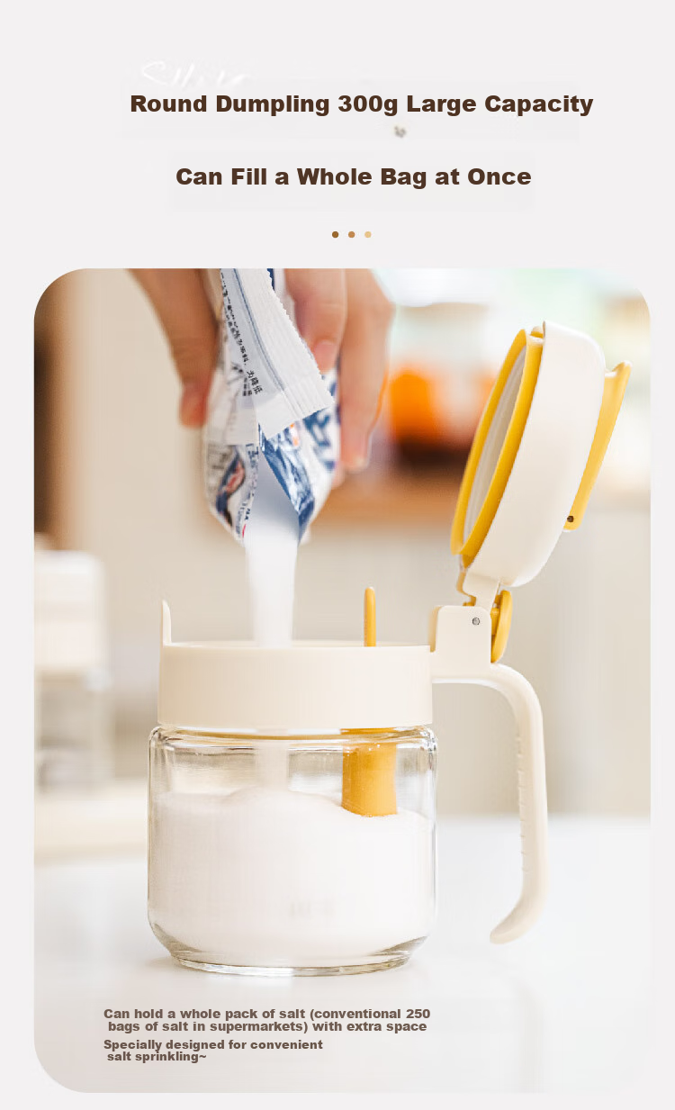 Shuke Middun Dun Seasoning Jar, Salt Container, Sealed Moisture-Proof Storage Box, Spice Container, Household Kitchen Condiment Spoon, Dual-Use for Spraying And Measuring 14