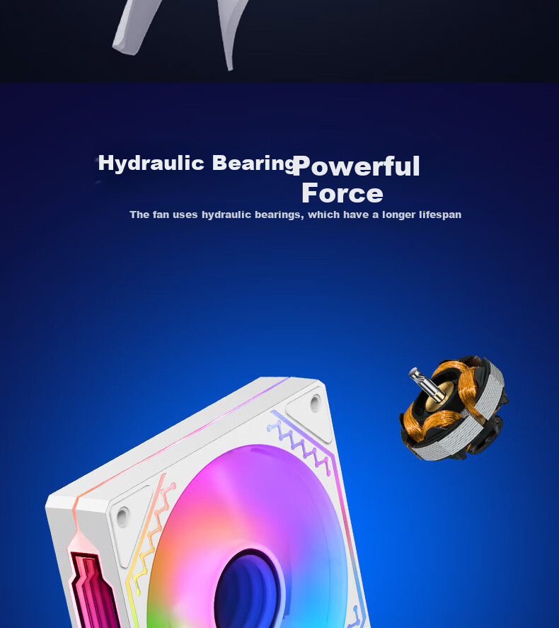 Wanjia Xingcii Pro Magnetic Building Block Fan, White Reverse Triple Pack, 12CM Water-Cooled Case Fan, Magnetic Wireless Splicing/ARGB Light Synchronization/PWM Temperature Control 3
