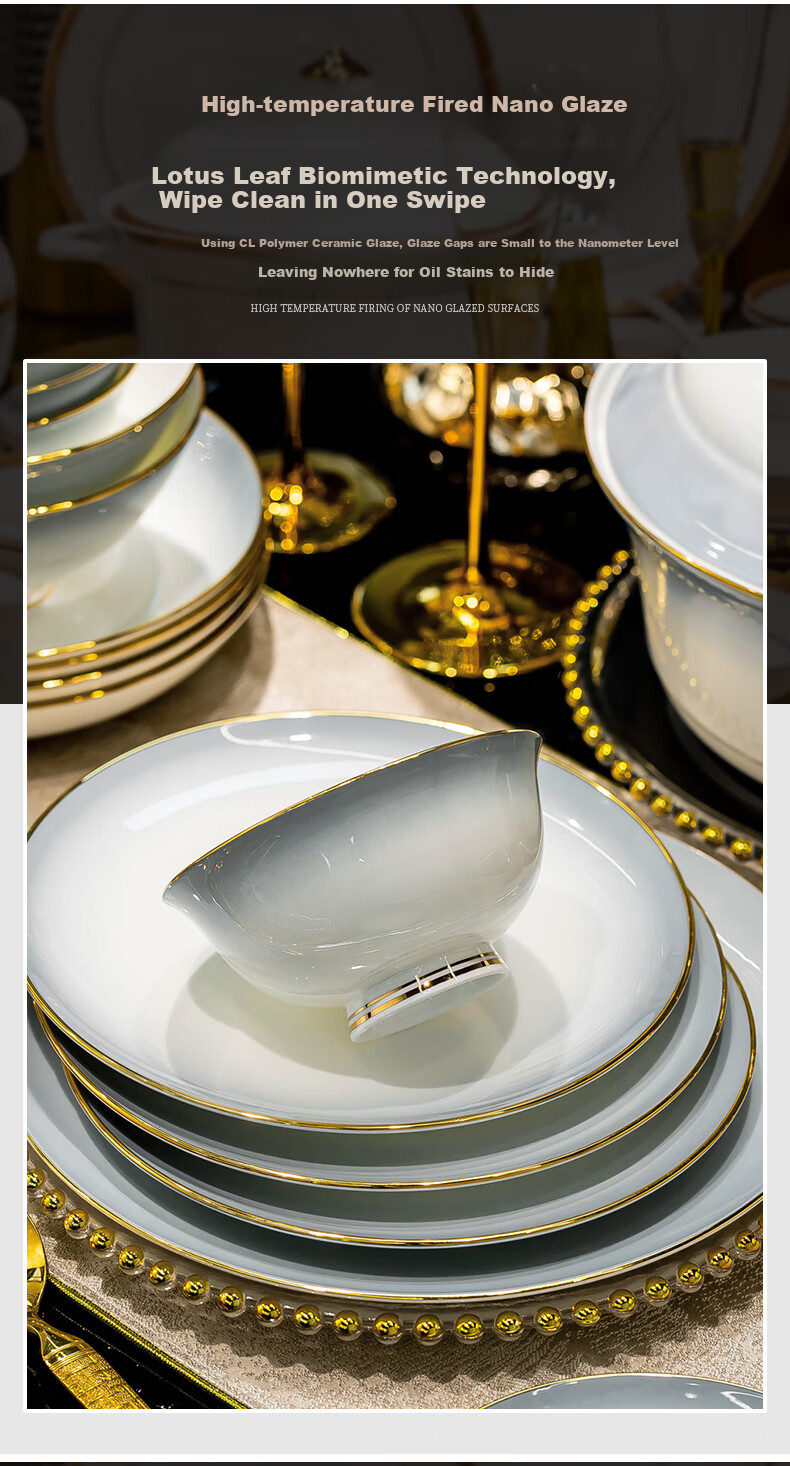 Chudi Bowl And Plate Set, Complete Tableware Set for Home Use, Light Luxury Bowls And Chopsticks Set, Gradient Gray 40-Piece [Gift Box Packaging] 3