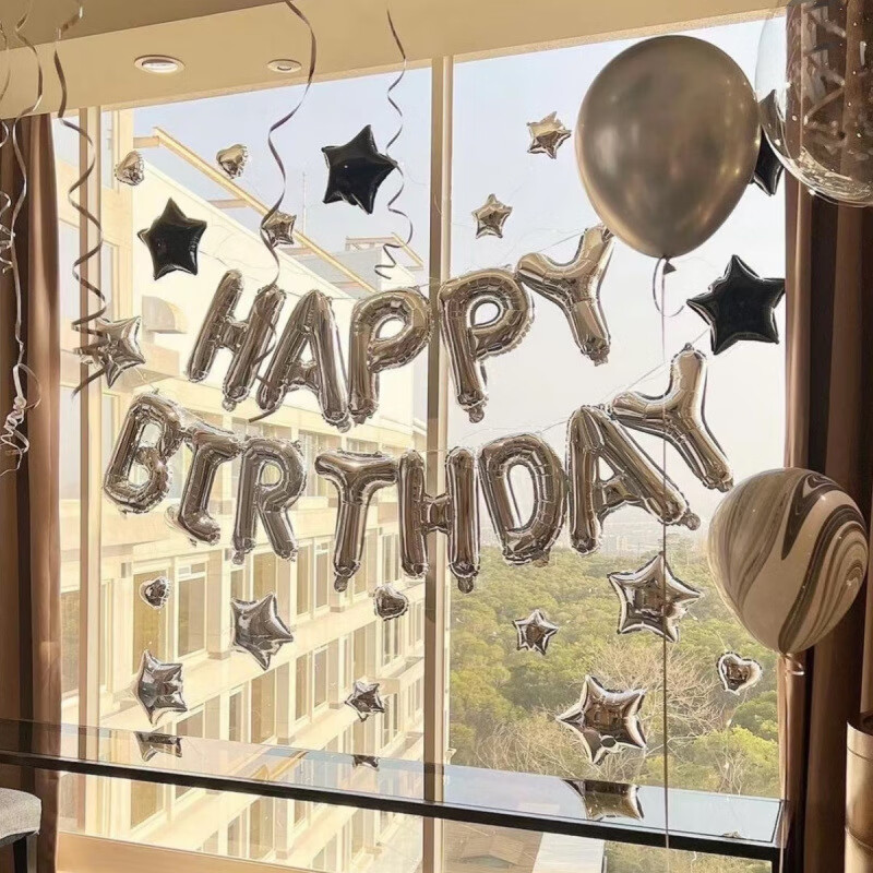 Фольгированный шар "Happy Birthday" серебристый