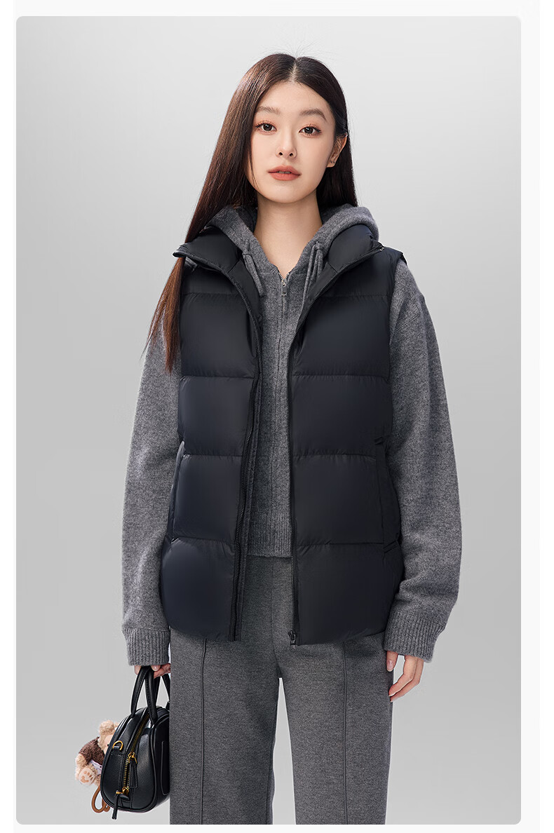 SNOWFLYING Women's Down Jacket 2025 Winter Short Loose Vest Lightweight Black L 8