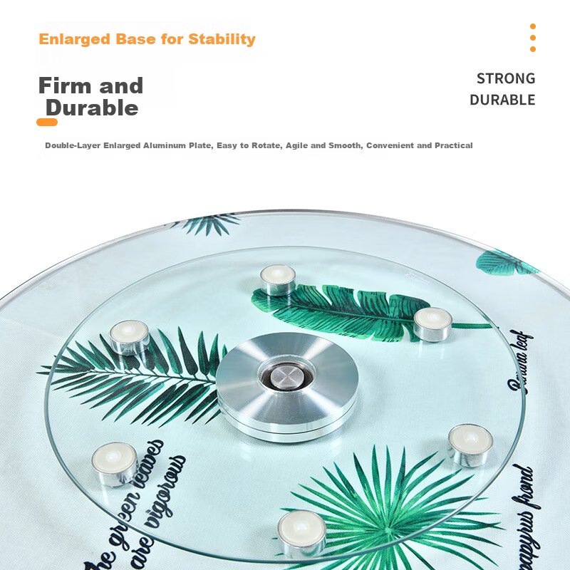 Zhuobo Dining Table Turntable Tempered Glass Rotating Round Table Base Desktop Lazy Susan BZP2 with Six Auxiliary Wheels 88cm 8