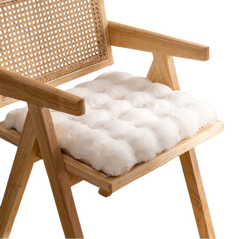 AVIVI Cushion, Seat Pad, Student Office Chair Pad, Long-Sitting Aid, Winter Plush Window Seat Cushion, 40*40 Cm, Milk Rabbit White