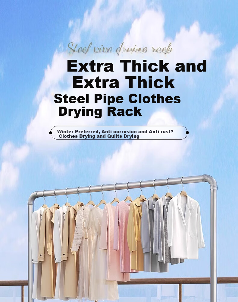 Baoyouni Floor-Standing Clothes Drying Rack with Water Pipe, Customizable Hanger for Indoor And Balcony Use, Detachable Thickened Steel Pipe, 32 Tubes 1