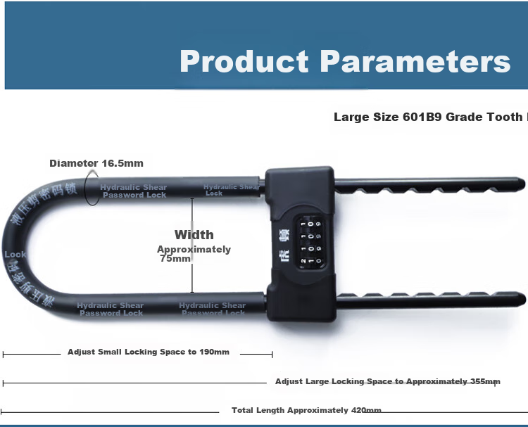 HOTUN Glass Door Lock U-Shaped Password Lock, Double Door Lock, Office Shop Door Lock, Password Lock, Anti-Pry Lock, 601B 4