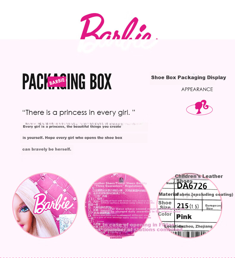 Barbie Girls' Crystal Shoes for Spring And Autumn, Shiny Dress Shoes for Girls, Stage Performance DA6726, Pink, Size 27 9