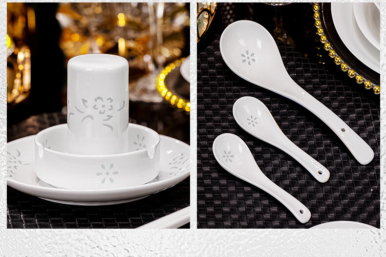 Jingde Story Jingdezhen Underglaze Color Exquisite Porcelain Dinnerware Set White Ceramic Tableware for 6 People Bowls and Plates Ceramic Dinner Set Housewarming Gift 20