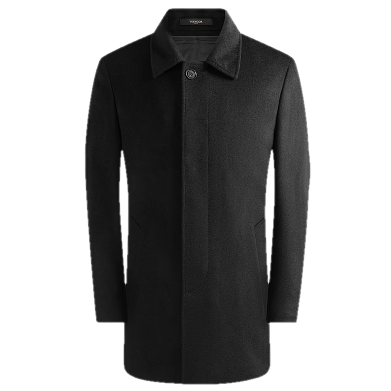 YOUNGOR Cashmere and Goose Down Lined Autumn Winter Men's Warm Short Business Lapel Coat 01N997A