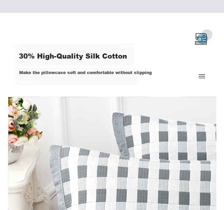 Yuanshenghuo 100% Xinjiang Cotton Pillowcase, Household Anti-Head Oil Pillow Cover, Extra Large And Thick, One Pair Gray Plaid 55*80cm 11